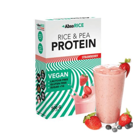 AbsoRICE - Eper ízű vegán fehérjepor - 500 g