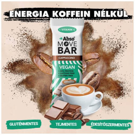 Abso Move Bar - Cappuccino ízű vegán fehérje szelet - 35 g