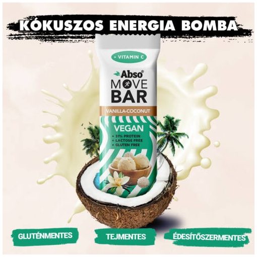Abso Move Bar - Vaníliás-kókuszgolyó ízű vegán fehérje szelet - 35 g