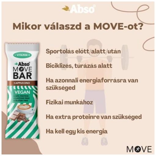 Abso Move Bar - Vaníliás-kókuszgolyó ízű vegán fehérje szelet - 35 g