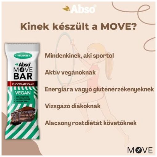 Abso Move Bar - Vaníliás-kókuszgolyó ízű vegán fehérje szelet - 35 g