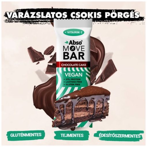 Abso Move Bar - Csokoládétorta ízű vegán fehérje szelet - 24 x 35 g / 24 db
