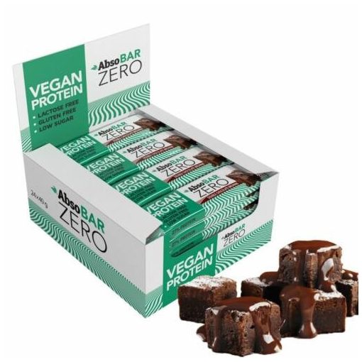 AbsoBar Zero - Dupla csokoládés brownie, vegán fehérje szelet - 24 x 40 g / 24 db