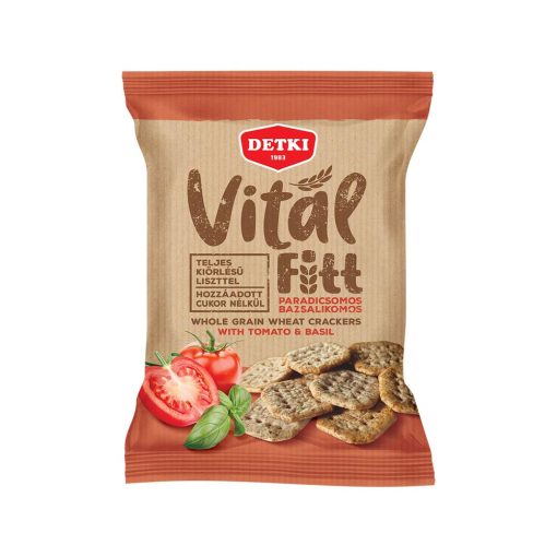 Detki Vitál-Fitt, teljeskiőrlésű kréker paradicsom-bazsalikom, 100 g