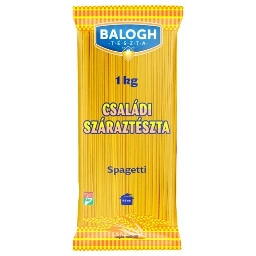 Balogh Tészta - Családi száraztészta - Spagetti tojás nélküli száraztészta - 12 x 1kg / 12 db