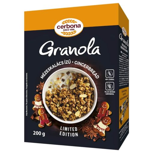 Cerbona Mézeskalács ízű granola müzli 200 g (dobozos)