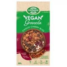 Cerbona Vegán Csokoládés-meggyes granola müzli, hozzáadott cukor nélkül 300g