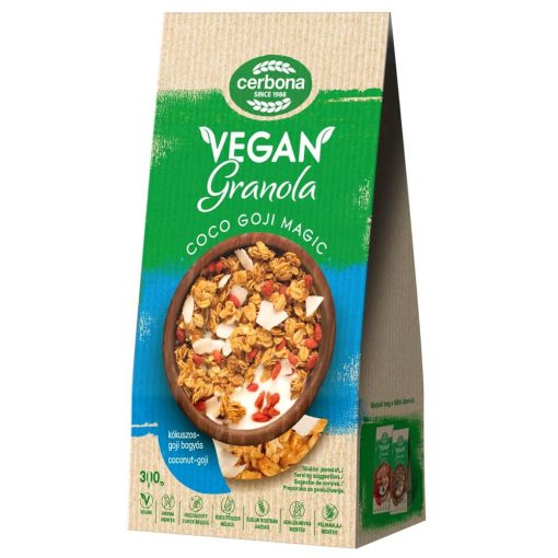 Cerbona Vegán Kókuszos-goji bogyós granola müzli, hozzáadott cukor nélkül 15 x 300g / 15 db