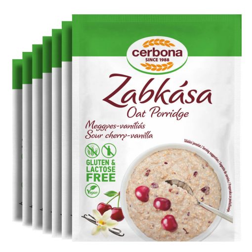 Cerbona Glutén- és laktózmentes meggyes-vaniliás zabkása - Heti csomag / 7 x 50 g