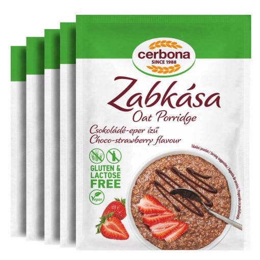 Cerbona Glutén- és laktózmentes csokoládés-epres zabkása - Tízórai csomag / 5 x 50 g