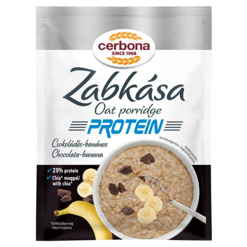 Cerbona Sport Protein Csokoládés-banános zabkása édesítőszerrel 20 x 60 g / 20 db