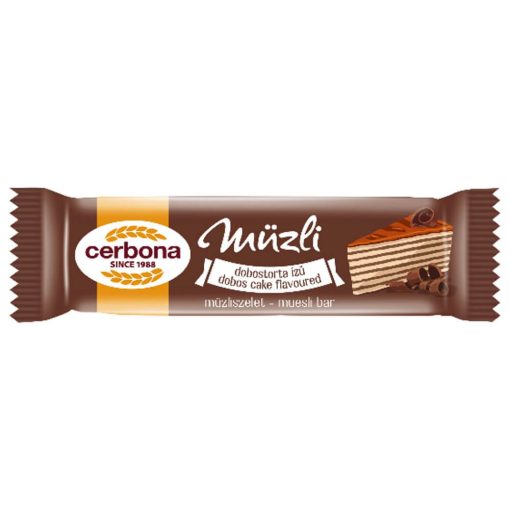 Cerbona Dobostorta ízű müzliszelet, kakaós tejbevonó talppal 320 x 20g / 320 db