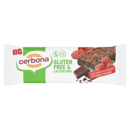 Cerbona Big Glutén- és laktózmentes Étcsokoládés-málnás müzliszelet 240 x 35 g / 240 db
