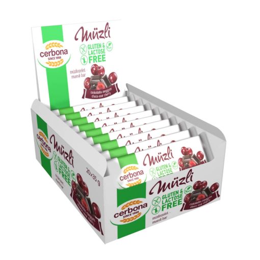 Cerbona Big Glutén- és laktózmentes Meggyes-csokoládés müzliszelet 20 x 35 g / 20 db