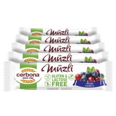   Cerbona Big Glutén- és Laktózmentes Áfonyás-vörösáfonyás Müzliszelet - Tízórai csomag / 5 x 35 g