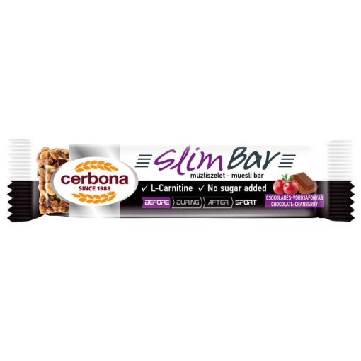Cerbona Sport Slim Csokoládés-vörösáfonyás Müzliszelet L-karnitinnel, Édesítőszerekkel 240 x 35 g / 240 db