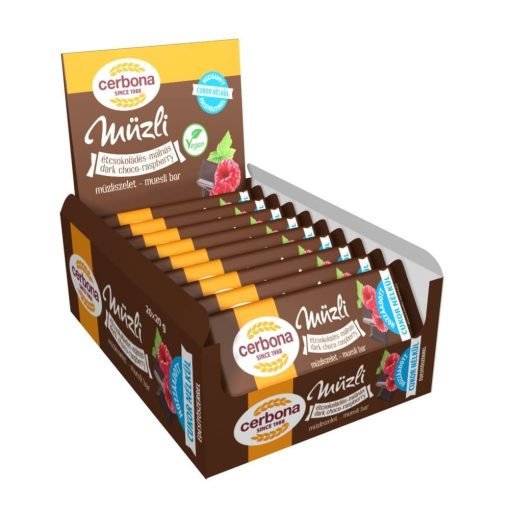 Cerbona Étcsokoládés-málnás müzliszelet 20 x 20 g / 20 db