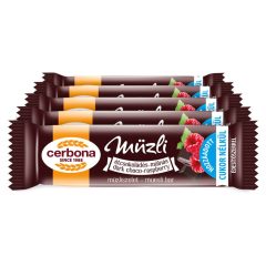   Cerbona Étcsokoládés-málnás müzliszelet - Tízórai csomag / 5 x 20 g