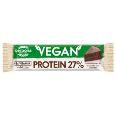   Cerbona Vegan Magas fehérjetartalmú csokitorta ízű szelet kakaós bevonattal, édesítőszerekkel, gluténmentes - 40 g
