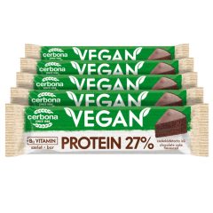  Cerbona Vegan Magas fehérjetartalmú csokitorta ízű szelet kakaós bevonattal, édesítőszerekkel, gluténmentes - Tízórai csomag / 5 x 40 g