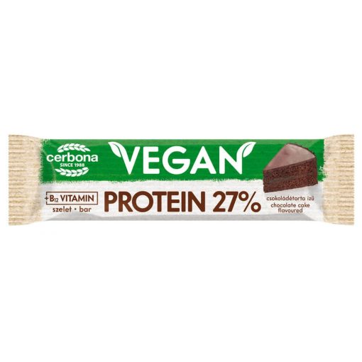 Cerbona Vegan Magas fehérjetartalmú csokitorta ízű szelet kakaós bevonattal, édesítőszerekkel, gluténmentes - Tízórai csomag / 5 x 40 g