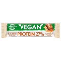   Cerbona Vegan Magas fehérjetartalmú sós-karamelllás ízű szelet kakaós bevonattal, édesítőszerekkel, gluténmentes - 40 g
