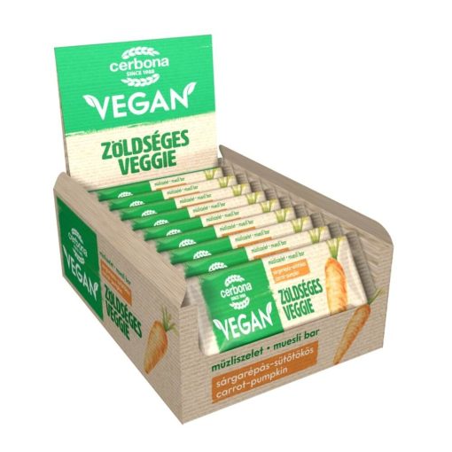 Cerbona Vegan Sárgarépás-sütőtökös müzliszelet - 20 x 25 g / 20 db