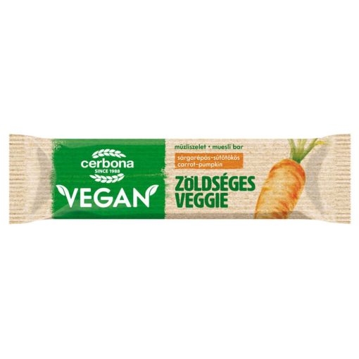 Cerbona Vegan Sárgarépás-sütőtökös müzliszelet - 20 x 25 g / 20 db