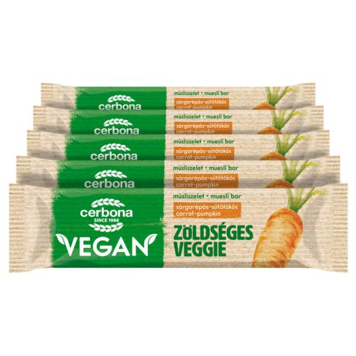 Cerbona Vegan Sárgarépás-sütőtökös müzliszelet - Tízórai csomag / 5 x 25 g