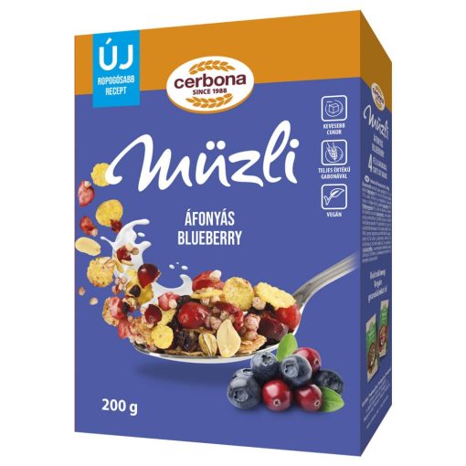 Cerbona Áfonyás müzli 200 g (dobozos)