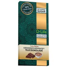 D-Life Extra kakaós szénhidrátcsökkentett tejcsokoládé - Táblás - 80 g