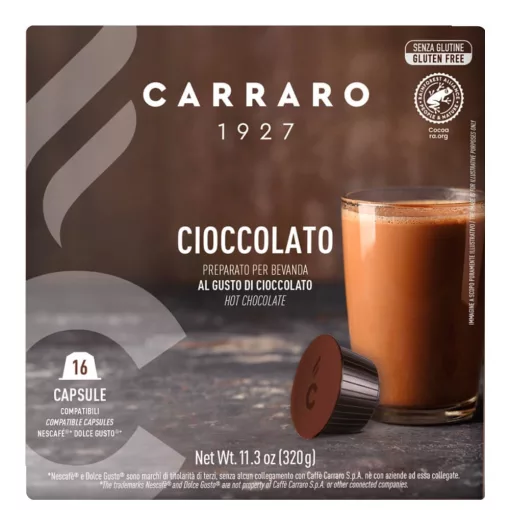 Carraro Cioccolato - 16 db kapszula/doboz kiszereléssel (Dolce Gusto kompatibilis)