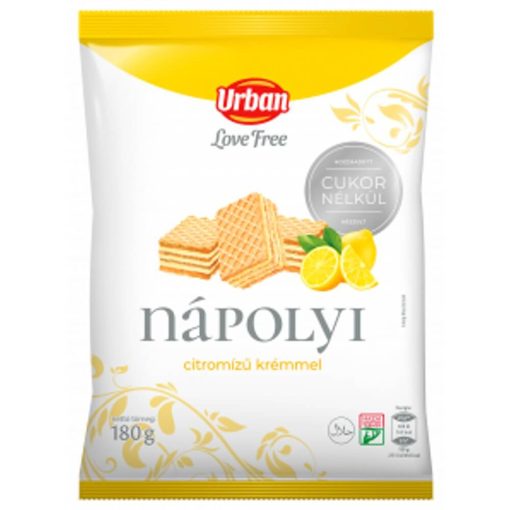 URBAN Love free, Citromízű nápolyi, hozzáadott cukor nélkül, 180g