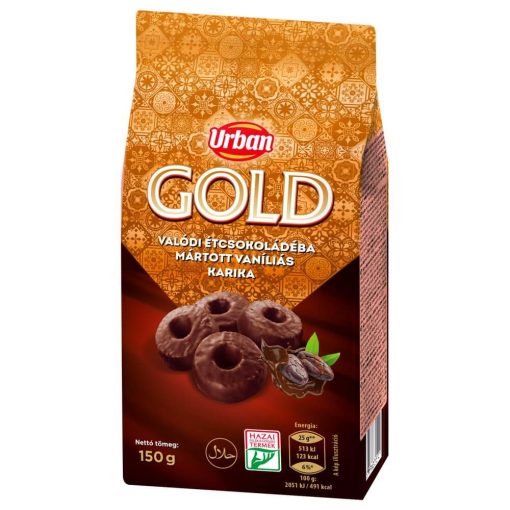 URBAN Gold, Étcsokoládéba mártott, vaníliás karika 150g